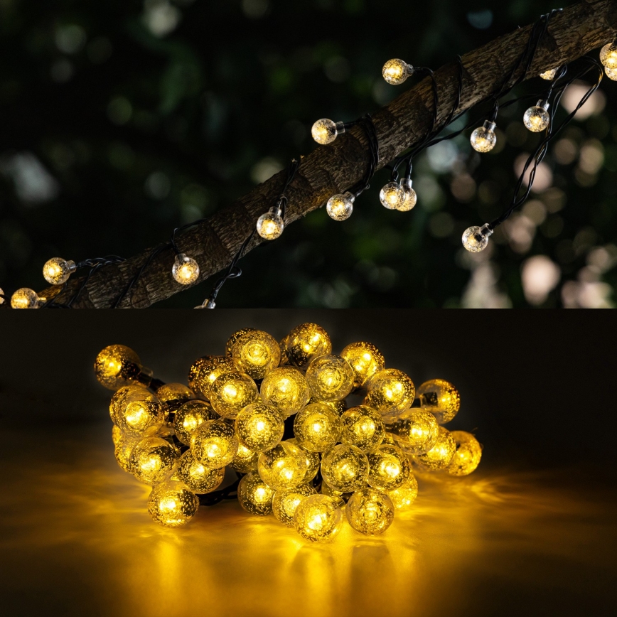 Aigostar - Cadena decorativa solar LED 50xLED/8 funciones 12m IP65 800 mAh blanco cálido