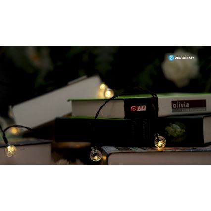 Aigostar - Cadena decorativa solar LED 50xLED/8 funciones 12m IP65 800 mAh blanco cálido