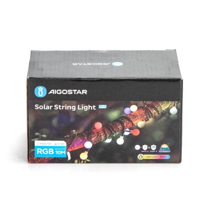 Aigostar - Cadena decorativa solar LED 50xLED/8 funciones 12m IP65 800 mAh multicolor