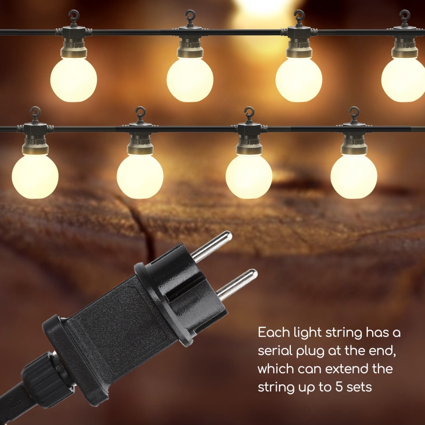 Aigostar - Cadena LED decorativa para exteriores 10xLED/8m IP44 blanco cálido