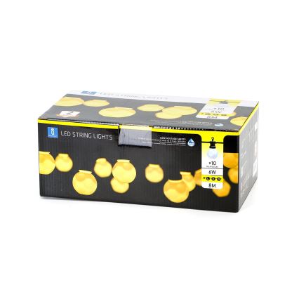 Aigostar - Cadena LED decorativa para exteriores 10xLED/8m IP44 blanco cálido