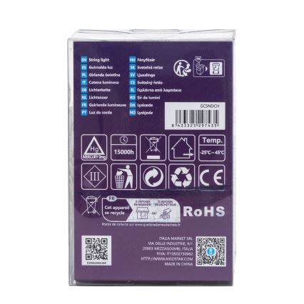 Aigostar - Cadena LED navideña exterior 100xLED/8 funciones/3xAA 10,3m IP44 blanco frío
