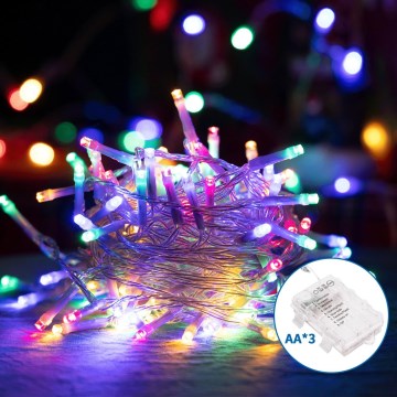 Aigostar - Cadena LED navideña exterior 100xLED/8 funciones 3xAA 10,3m IP44 multicolor