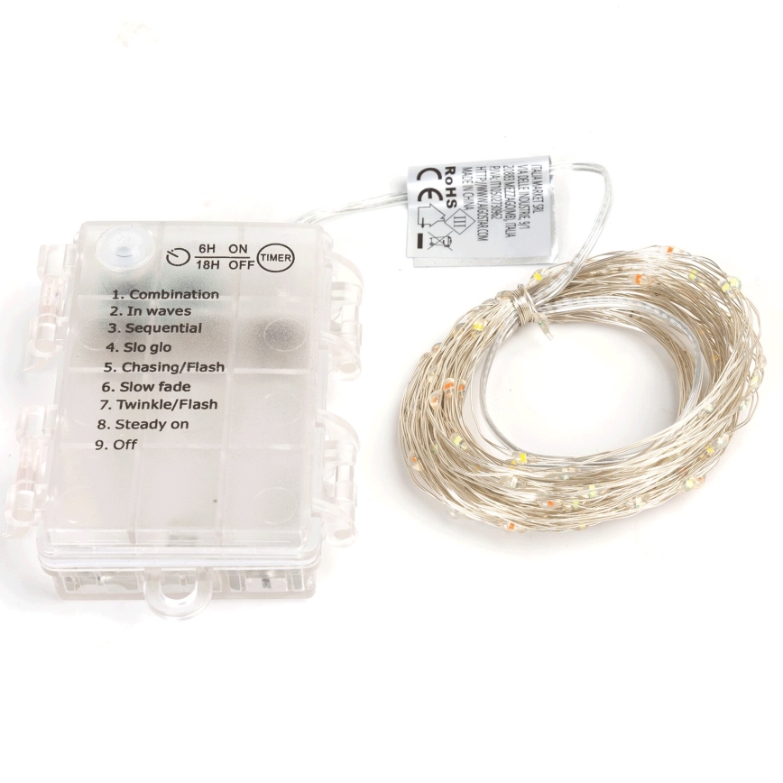 Aigostar - Cadena LED navideña exterior 150xLED/8 funciones/3xAA 15,3m IP44 multicolor