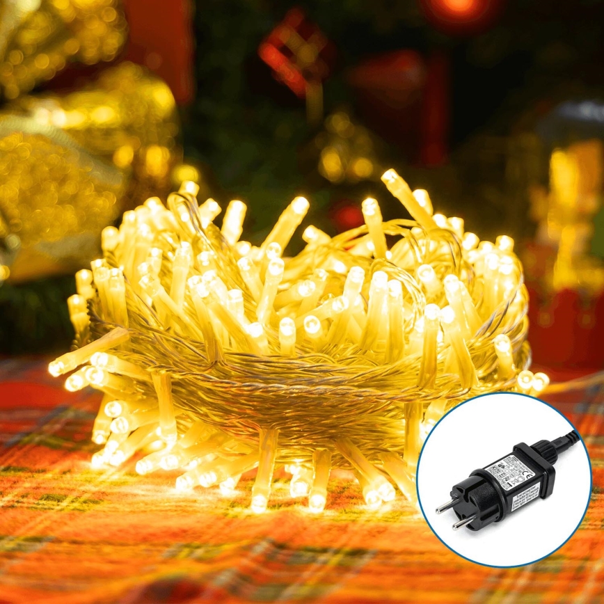 Aigostar - Cadena LED navideña exterior 200xLED/8 funciones 23m IP44 blanco cálido