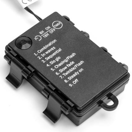Aigostar - Cadena LED navideña exterior 200xLED/8 funciones 3xAA 10,3m IP44 blanco cálido