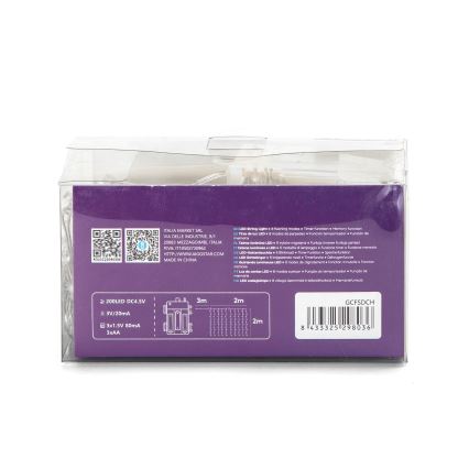 Aigostar - Cadena LED navideña exterior 200xLED/8 funciones 3xAA 5x2m IP44 multicolor