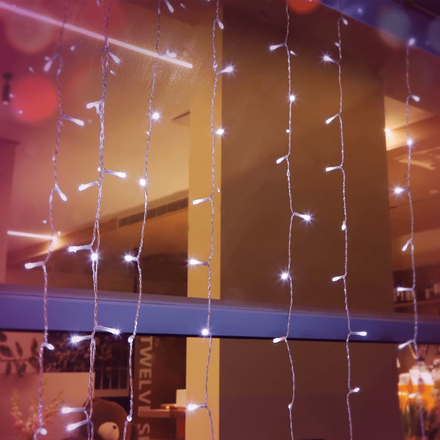 Aigostar - Cadena LED navideña exterior 200xLED/8 funciones 5x2m IP44 blanco frío