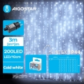 Aigostar - Cadena LED navideña exterior 200xLED/8 funciones 5x2m IP44 blanco frío