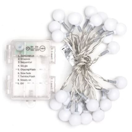Aigostar - Cadena LED navideña exterior 25xLED/3xAA/8 funciones 2,8 m IP44 blanco cálido