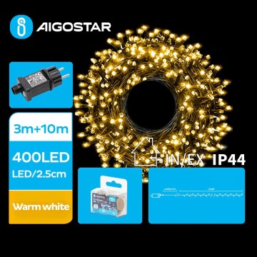 Aigostar - Cadena LED navideña exterior 400xLED/8 funciones 13m IP44 blanco cálido