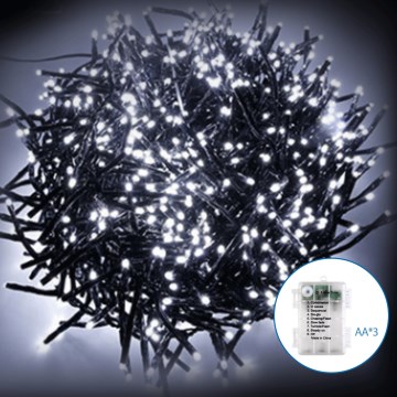 Aigostar - Cadena LED navideña exterior 50xLED/8 funciones 3xAA 5,3m IP44 blanco frío