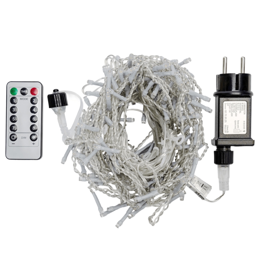 Aigostar - Guirnalda navideña LED para exterior 150xLED/6W/230V/8 funciones 1,5x1m IP44 blanco cálido + mando a distancia