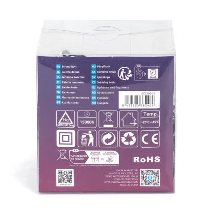 Aigostar - Cadena LED navideña para exterior 200 LED/8 funciones 13m IP44 blanco cálido