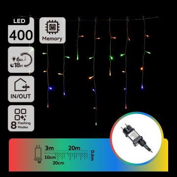 Aigostar - Cadena LED para exterior 400xLED/8 funciones 23x0,6m IP44 multicolor