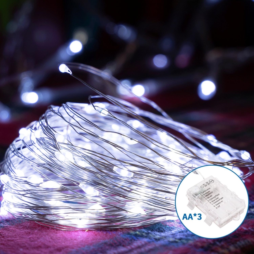 Aigostar - Cadena navideña LED para exterior 150xLED/8 funciones 15,3m IP44 blanco frío