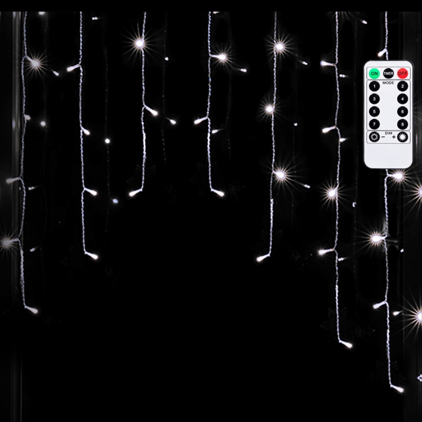Aigostar - Cadena de luces navideñas LED para exterior 200 LED/6W/230V/8 funciones 3x1m IP44 blanco frío + mando a distancia