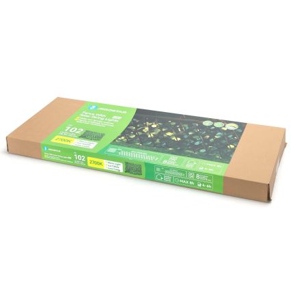 Aigostar - Cadena solar LED 102xLED/2x0,7m IP65 300 mAh blanco cálido eucalipto