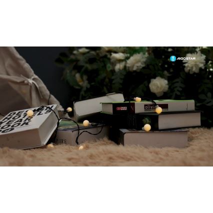 Aigostar - Cadena decorativa solar LED 50xLED/8 funciones 12m IP65 800 mAh blanco cálido