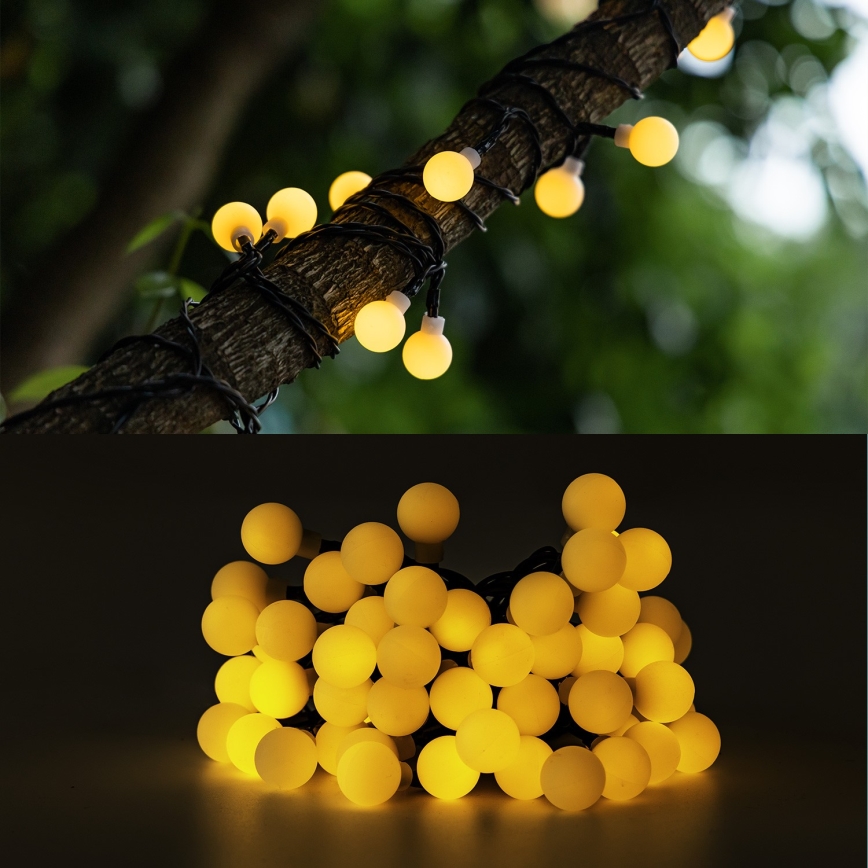 Aigostar - Cadena decorativa solar LED 50xLED/8 funciones 12m IP65 800 mAh blanco cálido