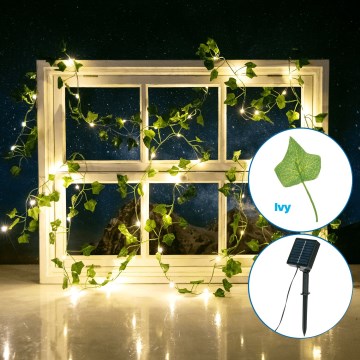 Aigostar - Cadena solar LED 50xLED/7m IP65 300 mAh blanco cálido ivy