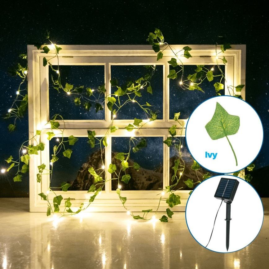 Aigostar - Cadena solar LED 50xLED/7m IP65 300 mAh blanco cálido ivy