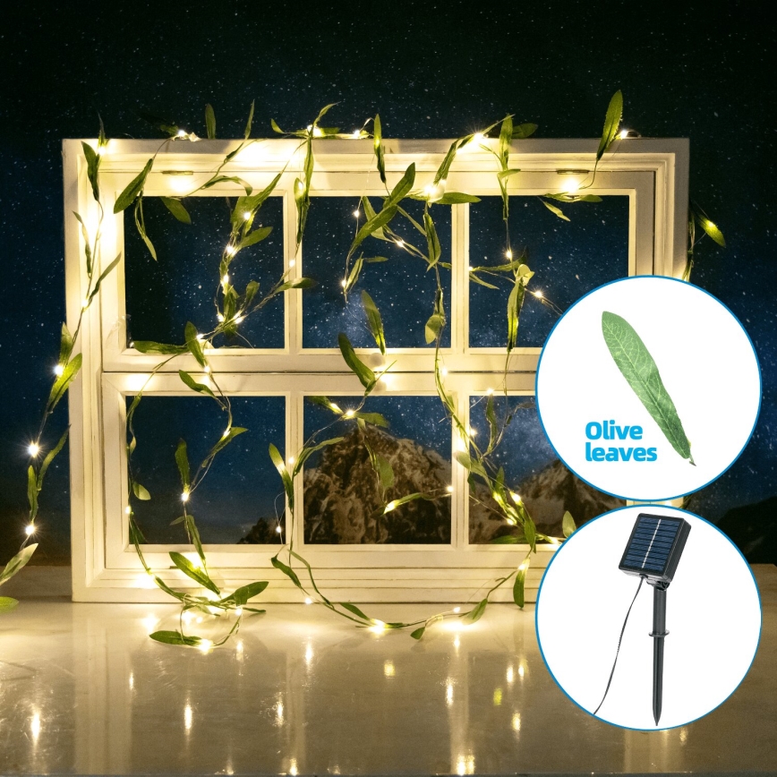 Aigostar - Cadena solar LED 50xLED/7m IP65 300 mAh blanco cálido oliva