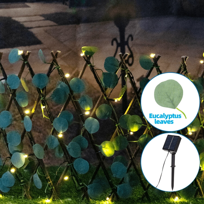 Aigostar - Cadena solar LED 56xLED/2x0,4m IP65 300 mAh blanco cálido eucalipto