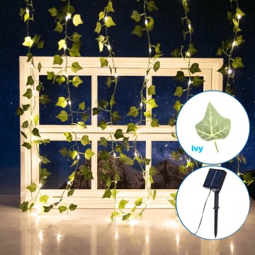 Aigostar - Cadena solar LED 70xLED/4x1m IP65 300 mAh blanco cálido hiedra