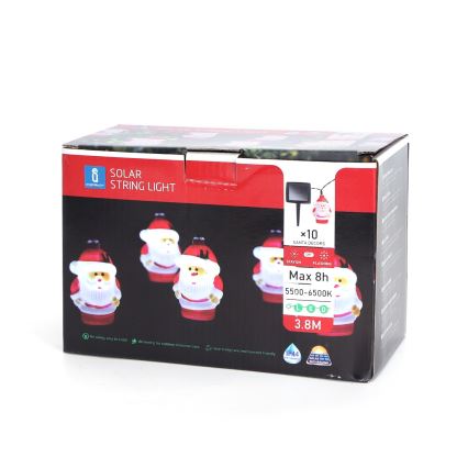 Aigostar - Cadena solar LED de navidad 10xLED/3,8 m IP44 blanco frío 400 mAh