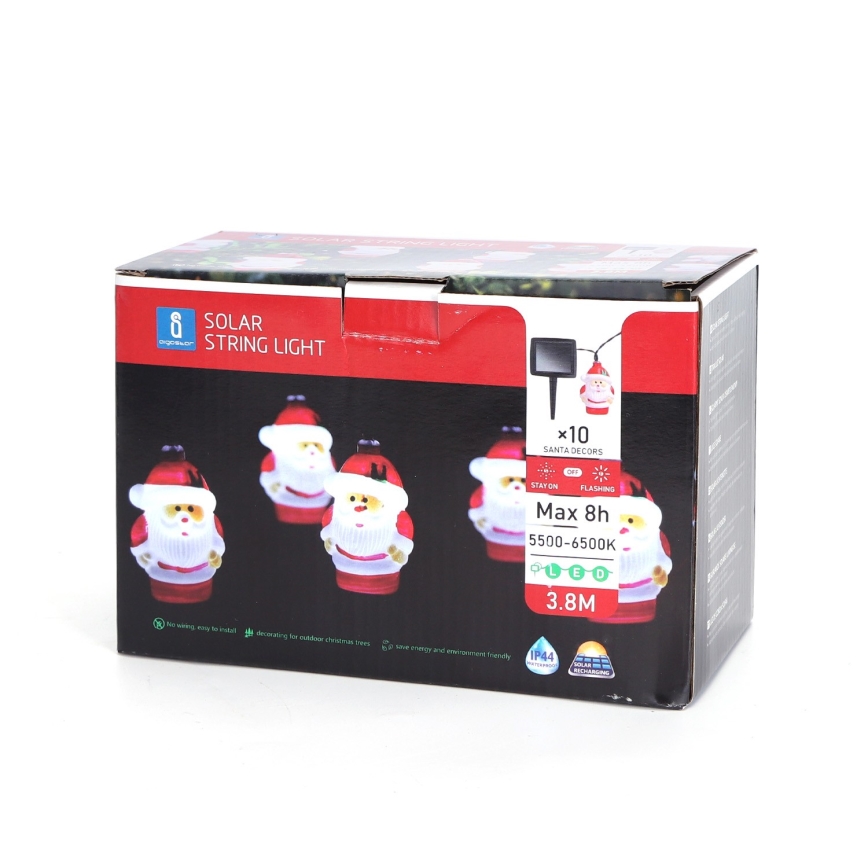 Aigostar - Cadena solar LED de navidad 10xLED/3,8 m IP44 blanco frío 400 mAh