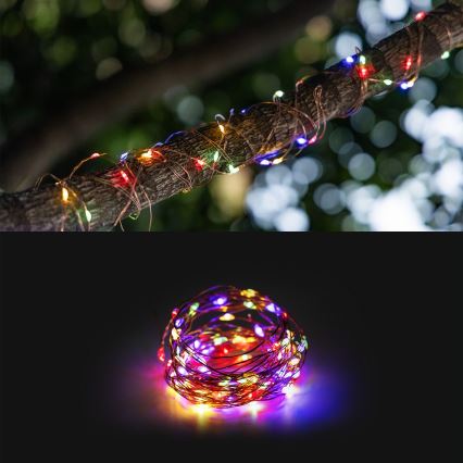 Aigostar - Cadena solar LED LED/8 funciones 12m 800 mAh IP65 800 mAh multicolor