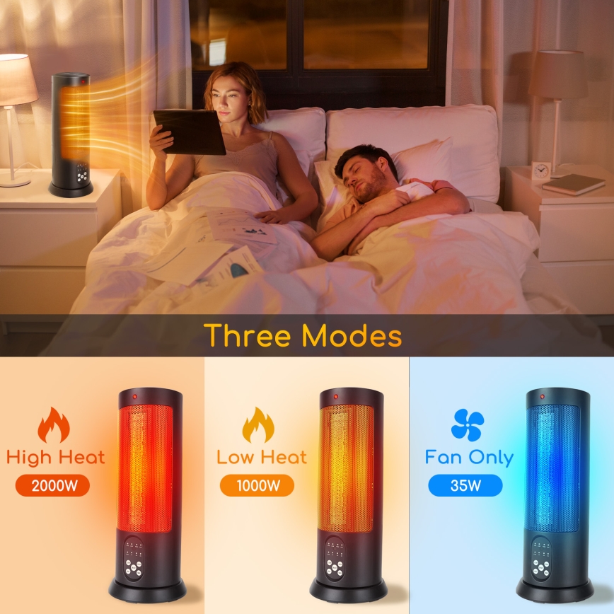 Aigostar - Calefactor eléctrico 1500W/230V + mando a distancia