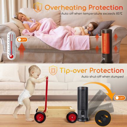 Aigostar - Calefactor eléctrico 1500W/230V + mando a distancia