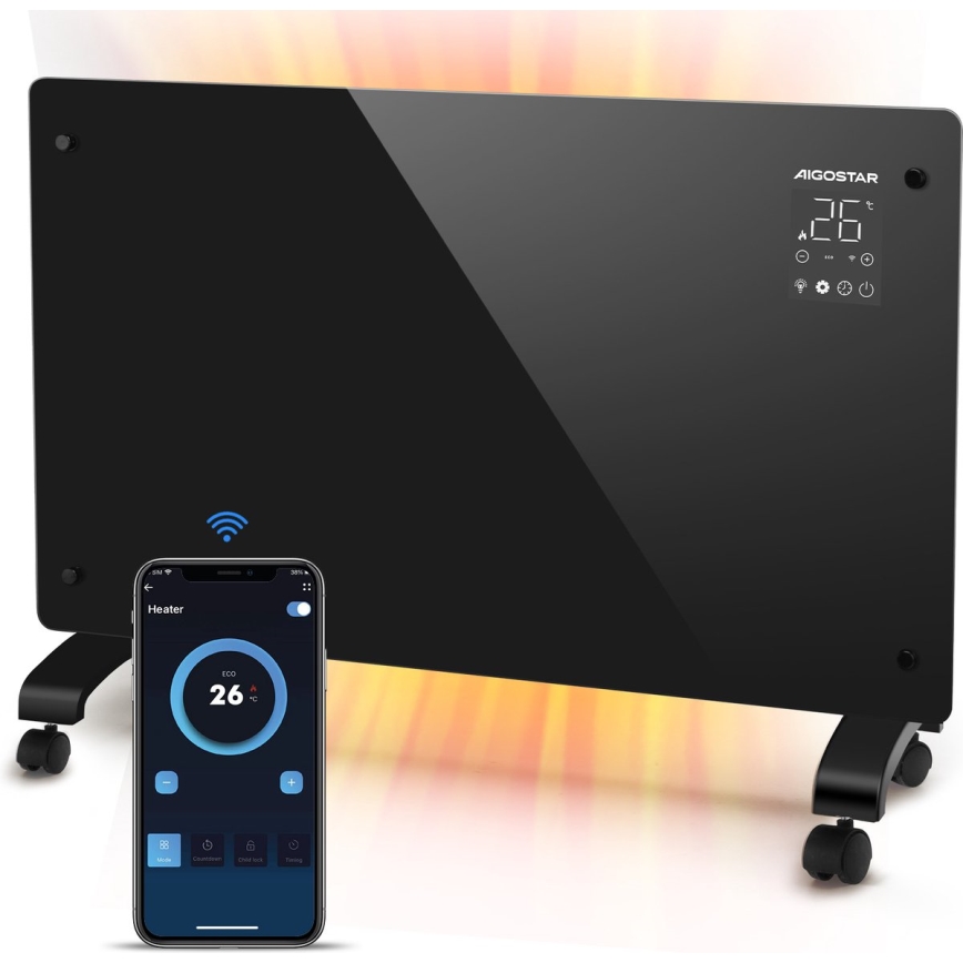 Aigostar - Calefactor eléctrico inteligente/convector 2000 W Wi‑Fi