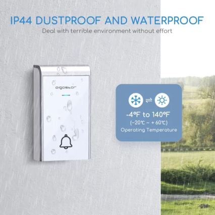 Aigostar - Campana inalámbrica 3xAA/12V IP44 blanco/plata