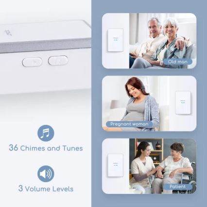Aigostar - Campana inalámbrica 3xAA/12V IP44 blanco/plata