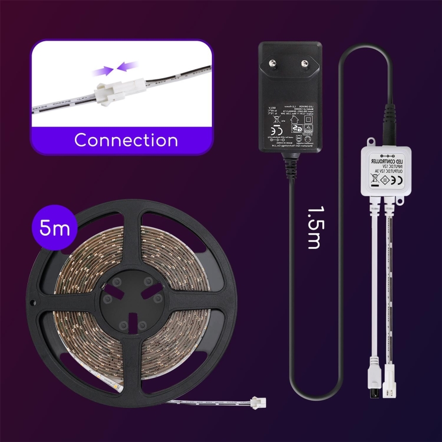 Aigostar - Cinta LED regulable para exteriores 5m LED/18W/12/230V 3000K IP65