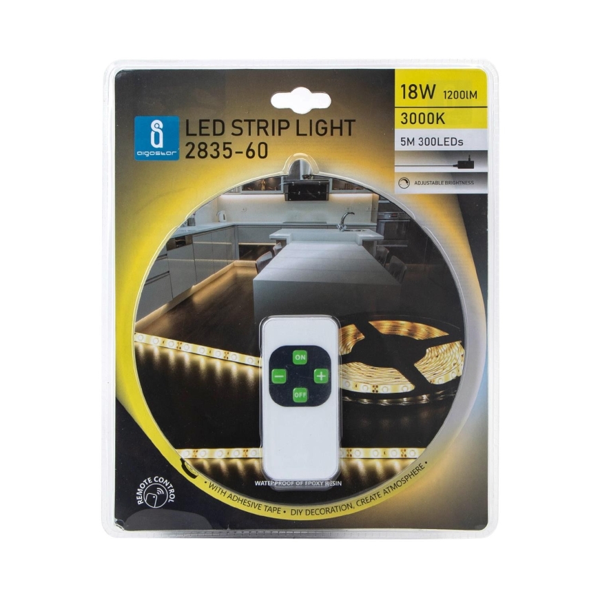 Aigostar - Cinta LED regulable para exteriores 5m LED/18W/12/230V 3000K IP65