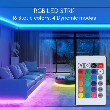 Aigostar - Cinta LED RGB regulable 3m LED/24W/12/230V IP65 + mando a distancia