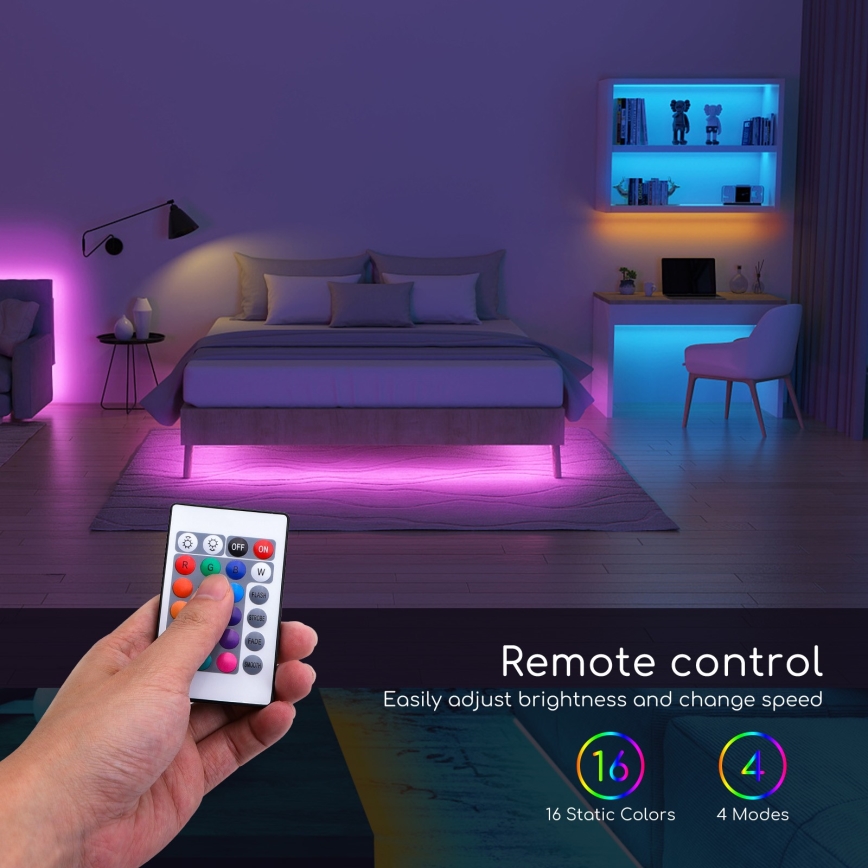 Aigostar - Cinta LED RGB regulable 3m LED/24W/12/230V IP65 + mando a distancia