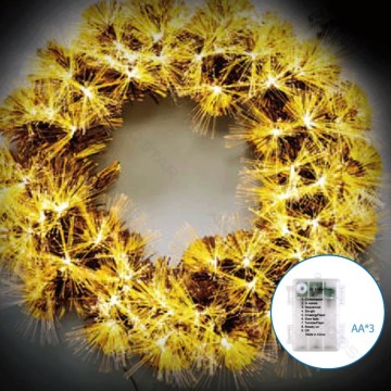 Aigostar - Corona navideña LED 3D para exterior, 72 LEDs, 3x AA, Ø 50 cm, IP44, blanco cálido