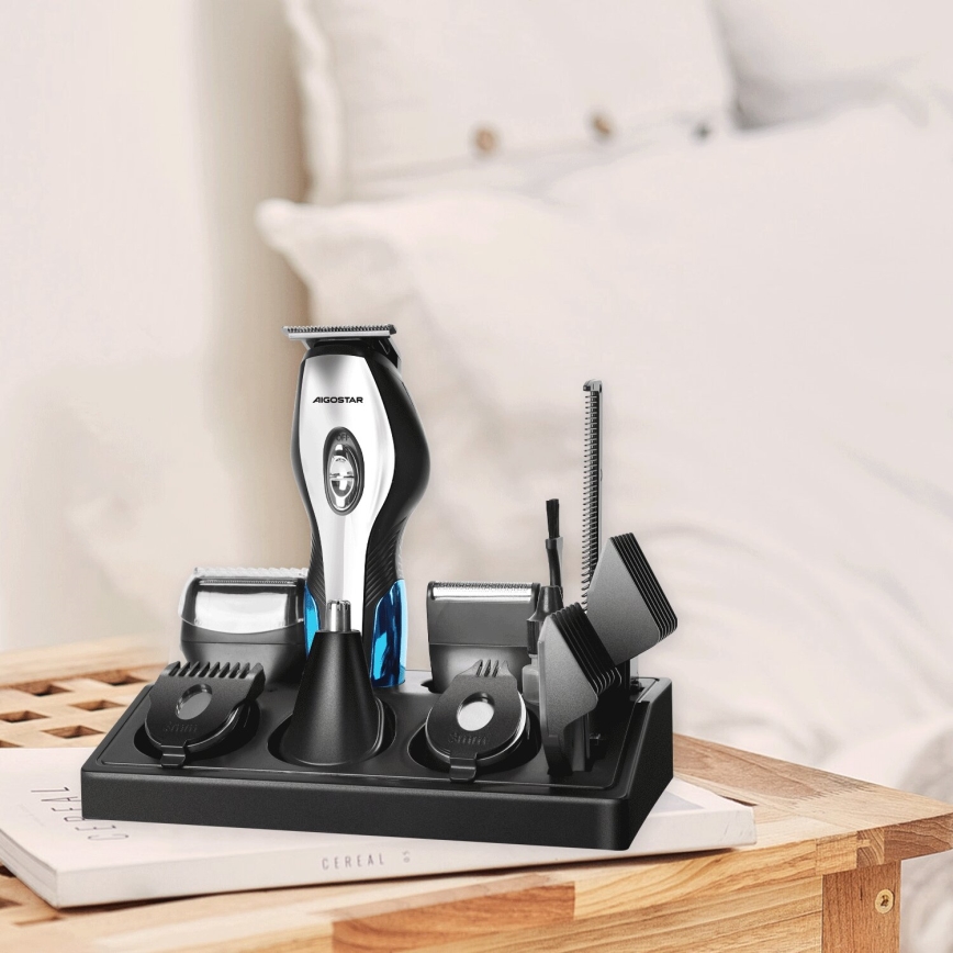 Aigostar - Cortapelos con accesorios 6en1 5W/5V negro