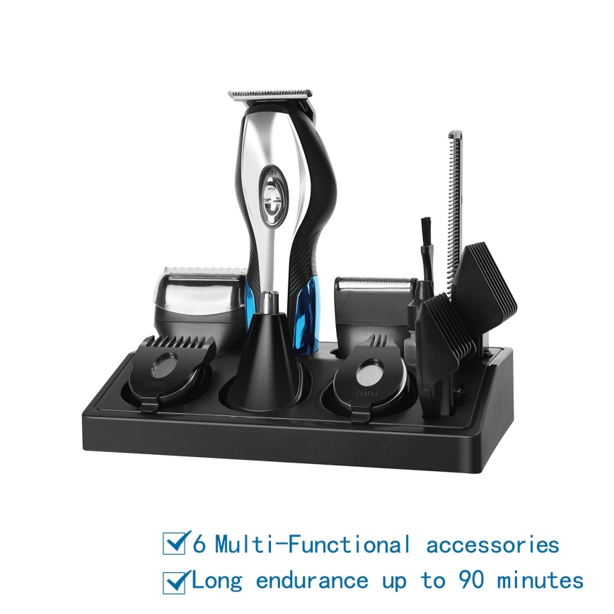 Aigostar - Cortapelos con accesorios 6en1 5W/5V negro