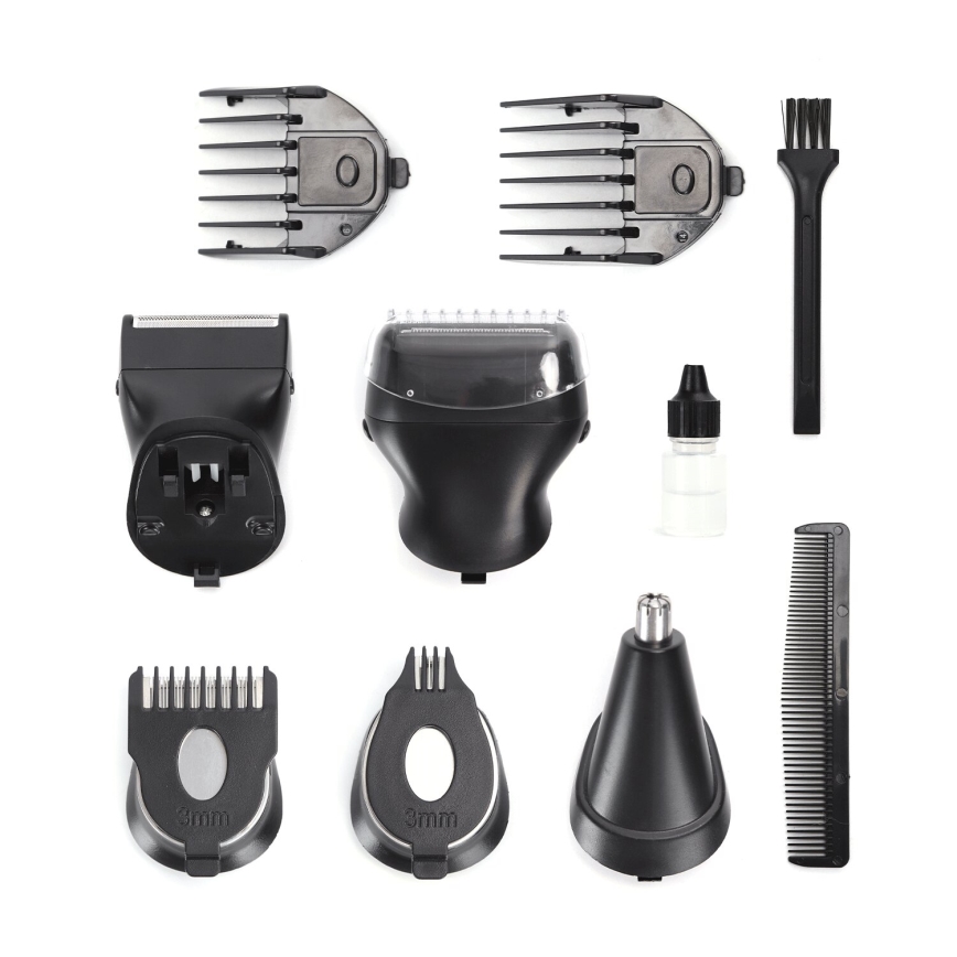 Aigostar - Cortapelos con accesorios 6en1 5W/5V negro