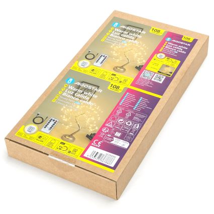 Aigostar - Decoración navideña LED 108xLED/3xAA/8 funciones 45cm blanco cálido