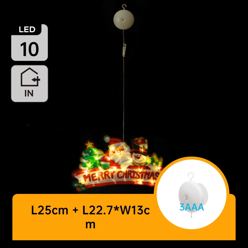 Aigostar - Decoración navideña LED 10xLED/3xAAA Feliz Navidad 13 cm