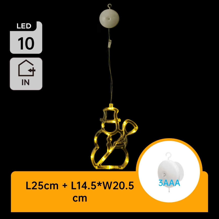 Aigostar - Decoración navideña LED 10xLED/3xAAA muñeco de nieve 20,5 cm