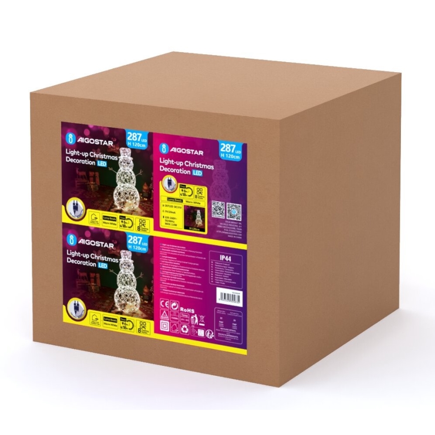 Aigostar - Decoración navideña LED exterior 3,6W/31/230V 2700K 120 cm IP44 muñeco de nieve