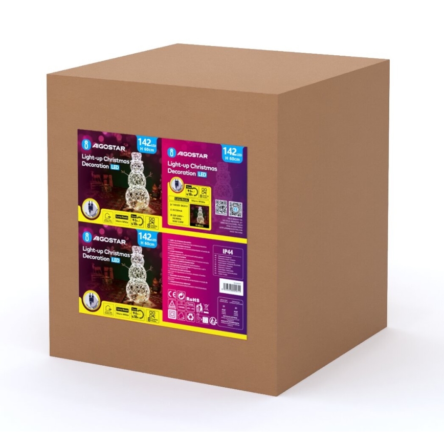 Aigostar - Decoración navideña LED exterior LED/3,6W/31/230V 2700K 60 cm IP44 muñeco de nieve